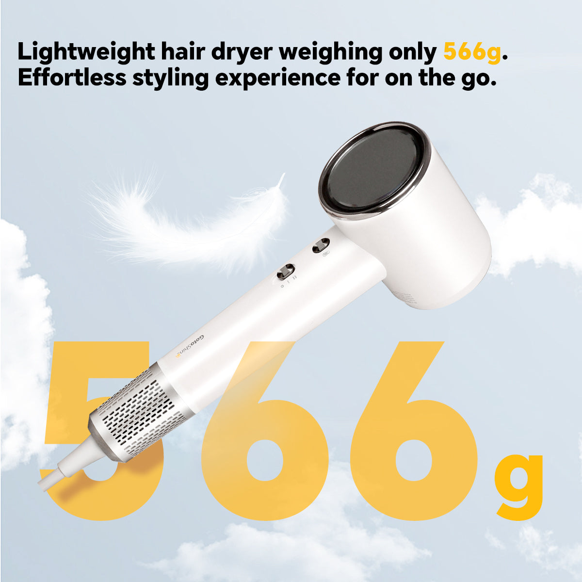 GotoShine Hair Dryer, 110,000 RPM, Wind Speed 23m/s, 1600W, with Removable 360° Magnetic Nozzle